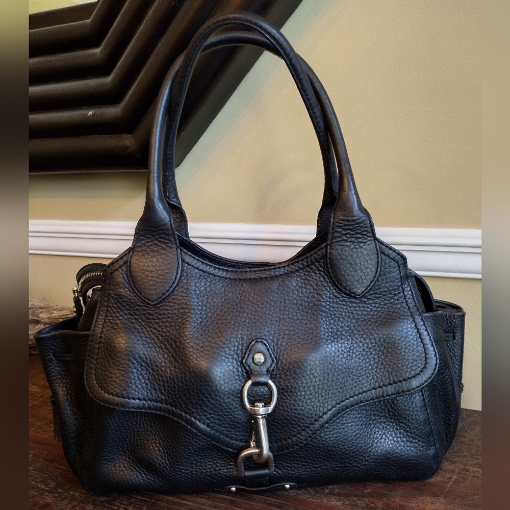 Cole Haan Black Pebbled Satchel Handbag